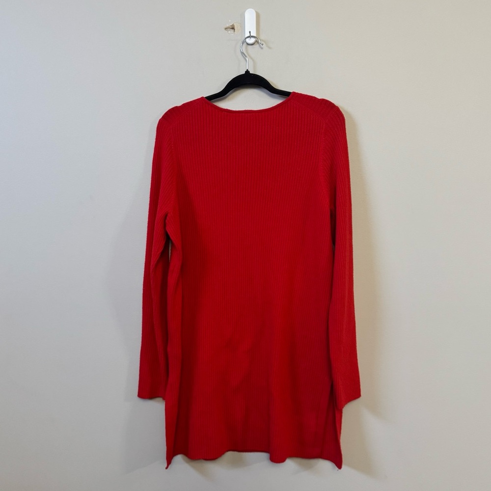 Ettiwa by Anthropologie Red merino wool blend split hem longline tunic sweater - Picture 3 of 5